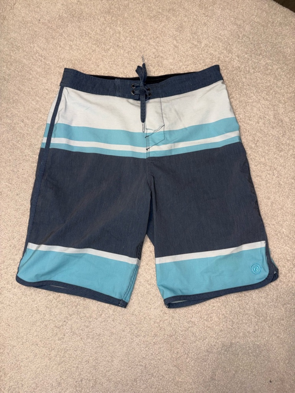 Hang Ten Boys Striped Board Shorts Swim Trunks - Size Large 14/16